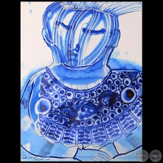 El gran cuello - Serie AZUL dibujo sobre papel de Ricardo Migliorisi - Año: 2018